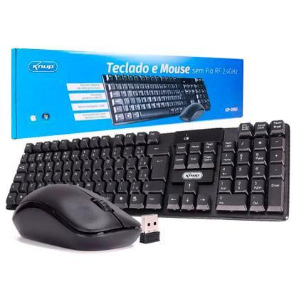 Kit Teclado e Mouse Sem Fio Wireless Knup KP-2063/2064 Gamer com 10 Teclas Multimídia e Mouse 1600 DPI